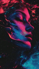Nebula kissed portrait drifts softly through cosmic night