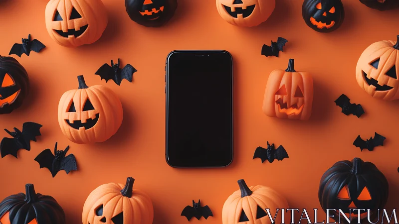 Pumpkin-Framed Phone Against a Jack-o'-Lantern Orange Backdrop.