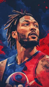 Court comet in split colors, painted in blazing motion.