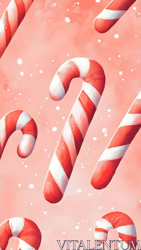 Red and White Candy Canes Arranged on Pink Background