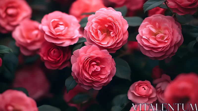 Lush Pink Peonies Clustered Against Verdant Foliage.