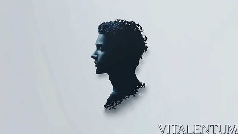 Side profile silhouette sculpture on light background.