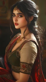 Elegant Indian portrait glows with warm cinematic light