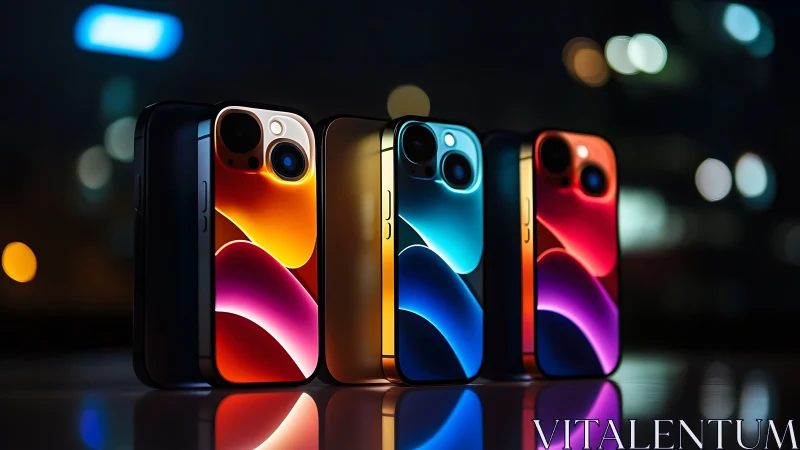 Premium smartphones showcase gradient design aesthetic night.