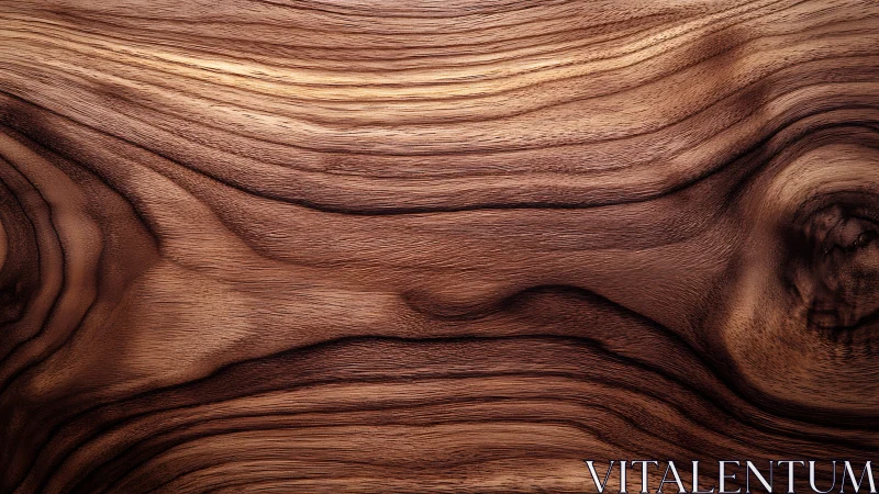 Rich walnut wood grain flows in warm organic waves