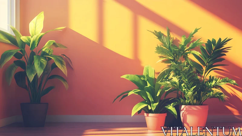 Sunny corner filled with cheerful, thriving houseplants.