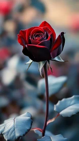 Deep crimson rose with gradient light falloff exhibits pronounced tonal modeling