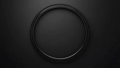 Minimalist black metallic ring on dark gradient background.
