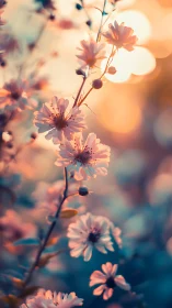 Soft petals glowing in golden hour bokeh.