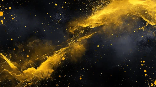 Yellow pigment dispersion across dark textured background.