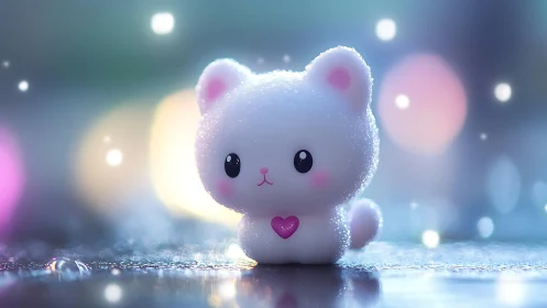 Snowy Cat with a Heart: A Magical Winter Friend.