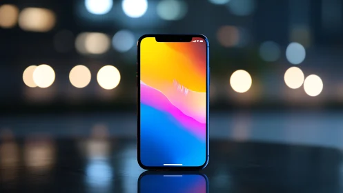 Modern smartphone displaying gradient wallpaper display.