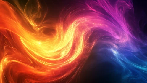 Flowing energy waves with warm to cool color spectrum transition