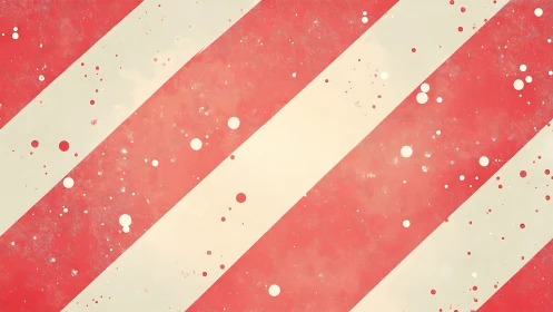 Diagonal red and cream stripes form textured paint splatter pattern