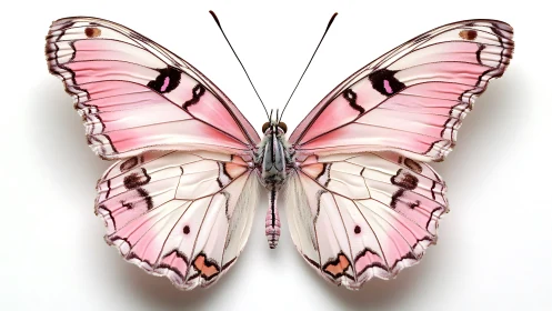 Soft pink butterfly wings unfold in delicate symmetry.