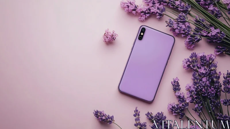 Lavender smartphone daydream nestles into a pastel bloom field