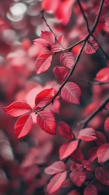 Red foliage branch with shallow depth of field background.
