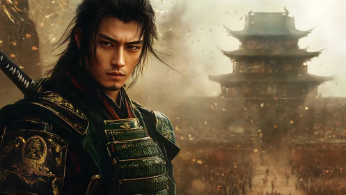 Storm-eyed samurai studies the battlefield before dusk falls