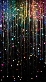 Vertical multicolor light streaks on black field backdrop.