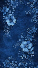 Indigo Floral Frame with Central Negative Space.