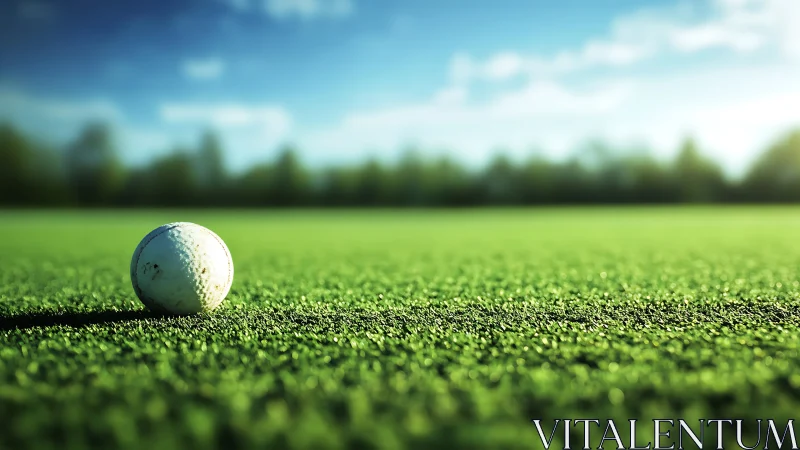 Low-angle macro study of worn ball on synthetic turf field.