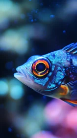 Electric reef dreamfish gazes through neon-tinted silence