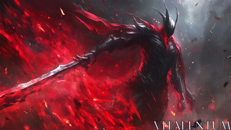 Armored infernal warrior advances through swirling red energy