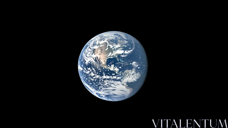 Detailed satellite view of Earth against deep black space.