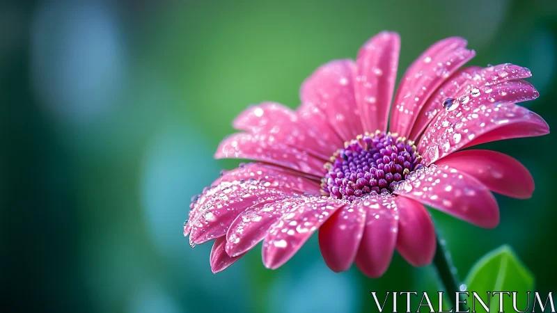 Pink Gerbera Daisy Petals Displaying Hydrophobic Water Droplet Suspension