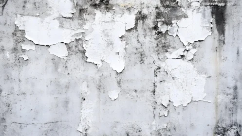 Weathered wall with peeling white paint and distressed texture.