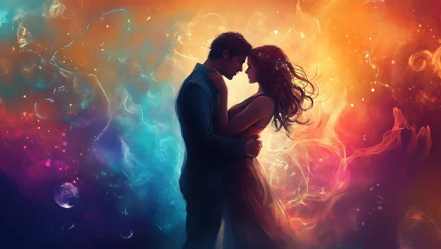 Couple silhouettes with luminescent energy effects overlaid.