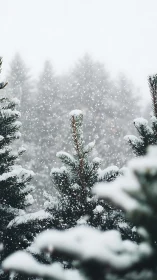 Snow-dusted pine trees welcome a calm winter snowfall