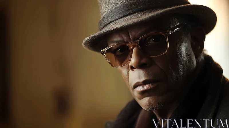 Older man in hat and glasses looks directly at camera