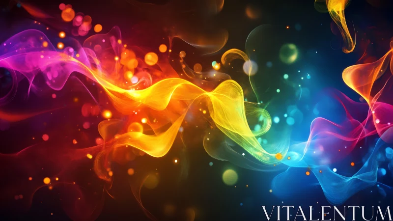 Vibrant swirling ribbons of multicolored abstract light art.