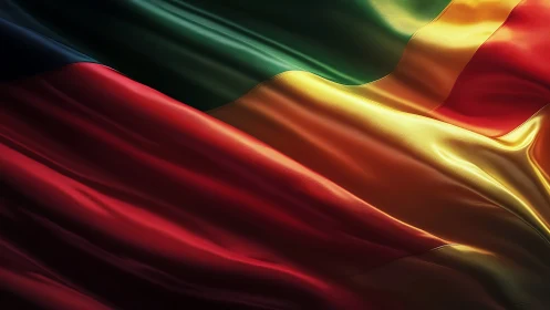 Vibrant tricolor fabric waves with dynamic light and depth