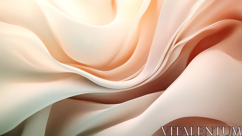 Soft layered folds in pale peach abstract digital artwork.