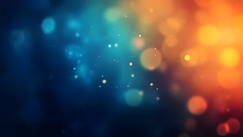 Colorful Abstract Bokeh Lights on Blue and Orange Gradient Background.