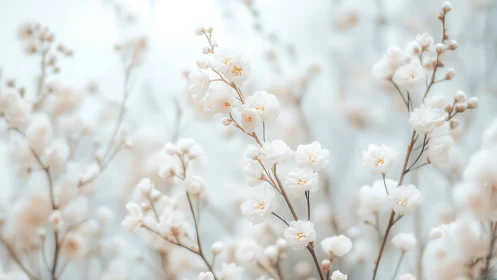 Delicate White Blossoms Dancing Through Dreamy Soft Focus
