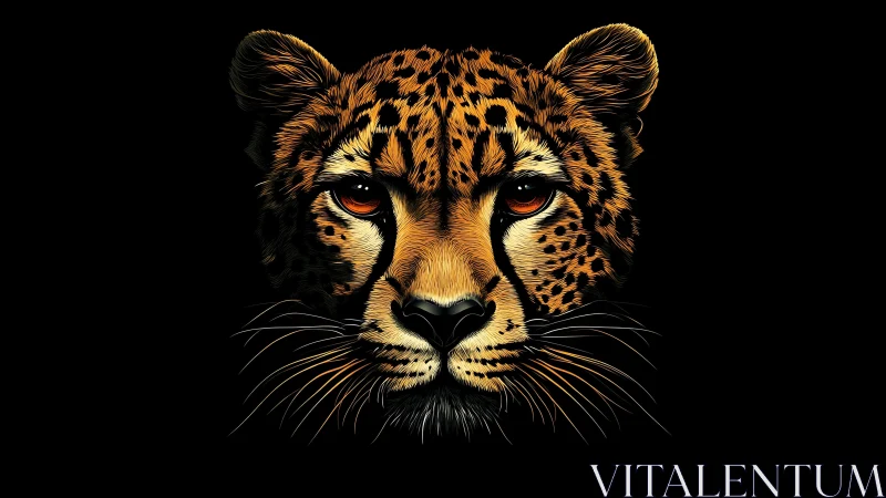 Cheetah Portraiture: Golden Spotted Felid with Amber Ocular Geometry