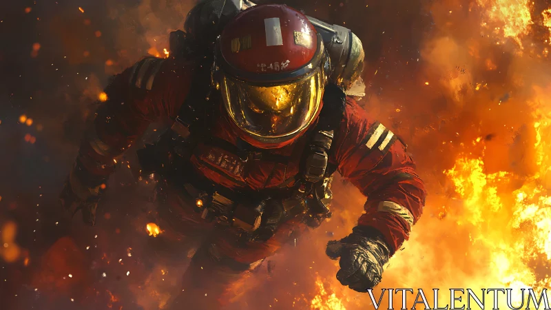 Astronaut in Thermal Environment Against Flame.