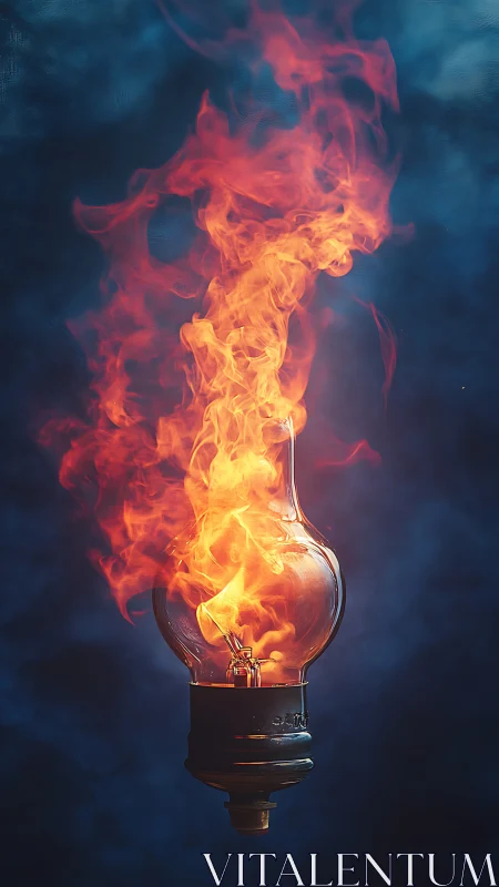 Incandescent Bulb Engulfed in Explosive Flame Burst