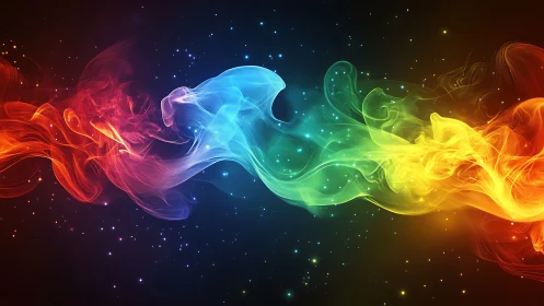 Vibrant nebula ribbon with flowing rainbow energy trail.