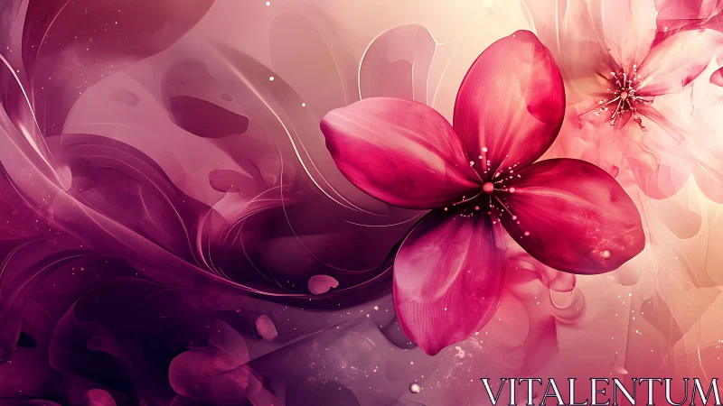 Radiant Magenta Flowers Against Swirling Abstract Backdrop.
