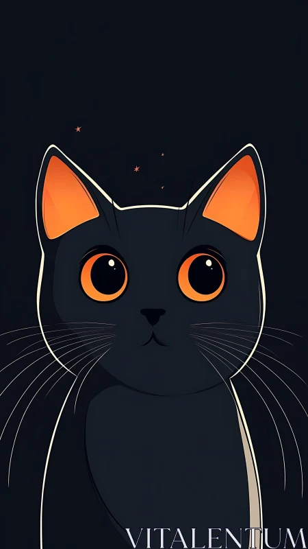 Black Cat with Glowing Orange Eyes and Ears.