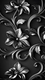 Ornate Floral Scrollwork in Elegant Monochrome Relief