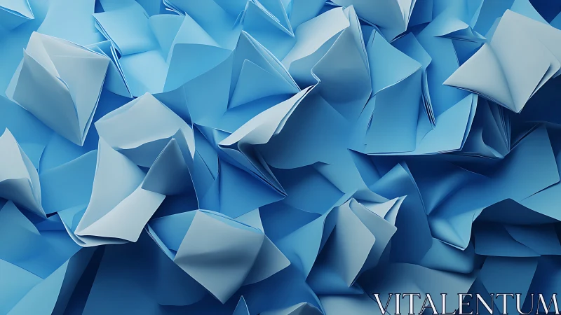 Clustered folded blue paper surfaces in dense arrangement.