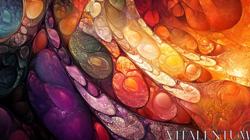 Fractal liquid cells flow through radiant warm color spectrum