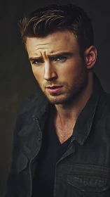 Male subject portrait in dark jacket against muted backdrop.