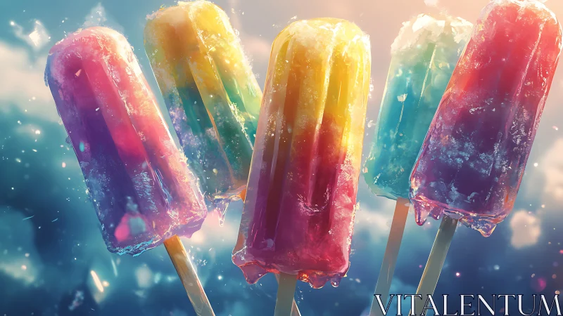 Colorful Gradient Popsicles in Ethereal Light.