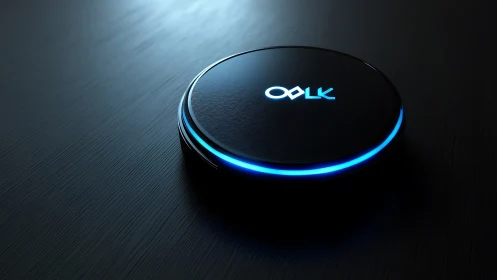 OUK Branded Smart Device: Luminescent Circular Interface Design.